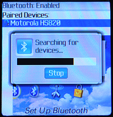 Blackberry Pearl 8100: Bluetooth Setup: Searching