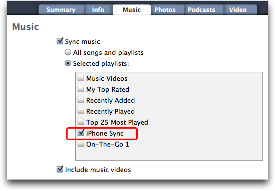 Apple iTunes in Mac OS X: Synchronizing New Playlist with iPhone