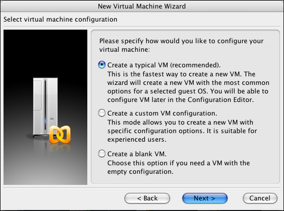 Parallels, New Virtual Machine Wizard 2