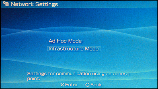 Sony PSP: Settings: Infrastructure Mode