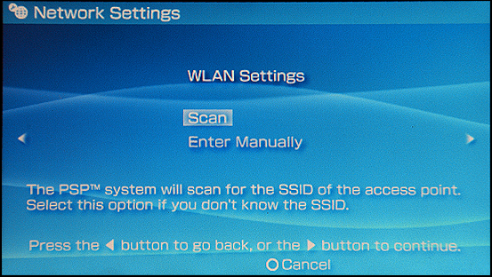 Sony PSP: Settings: Network Scan