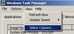 Windows Task Manager View Menu