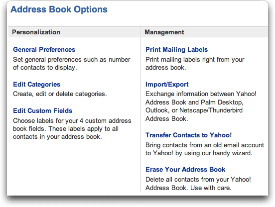 Yahoo Mail: Address Book