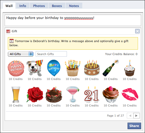 facebook wall birthday gifts. The question, of course, is what's the 