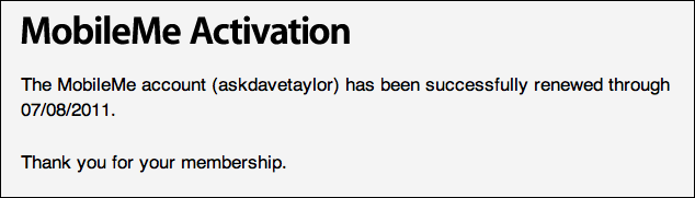 You just renewed your MobileMe