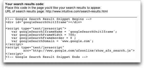 Google AdSense Search Box: Code