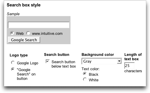 Google AdSense Search Box Style