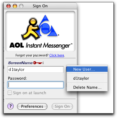 AIM Delete Screenname: Mac OS X