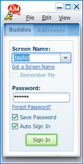 Get a new screenname in AOL AIM