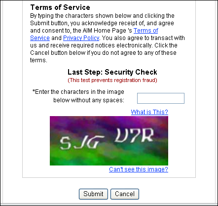 AOL AIM Security Check
