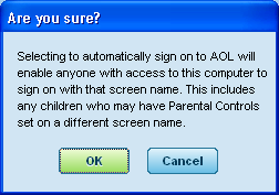 AOL Auto Signon Confirmation Dialog