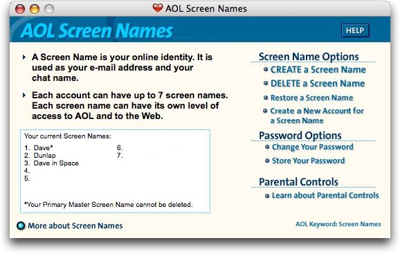 AOL Screen Names