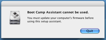 Apple Boot Camp Windows XP Dual Boot Installer: Update Firmware