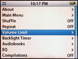 Apple iPod: Settings: Volume Limit