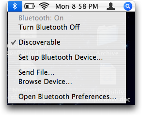 Apple Bluetooth Menu in Mac OS X