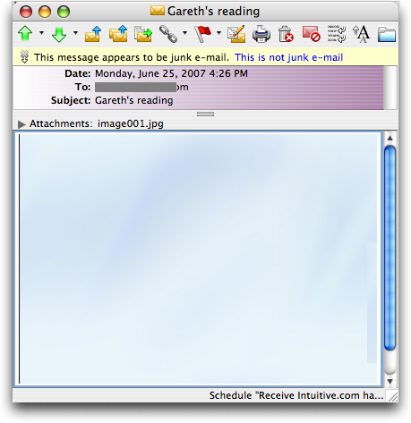 Blank Message in Microsoft Entourage Mail for Mac OS X