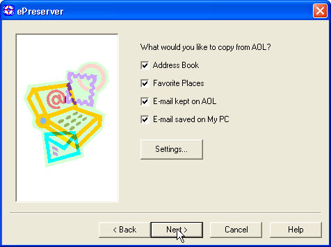 ePreserver AOL export options