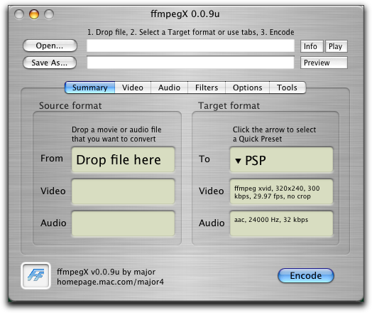 ffmpegX for Mac OS X