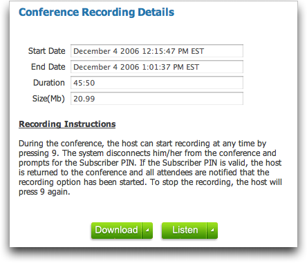 Free Conference Call Service: Recording