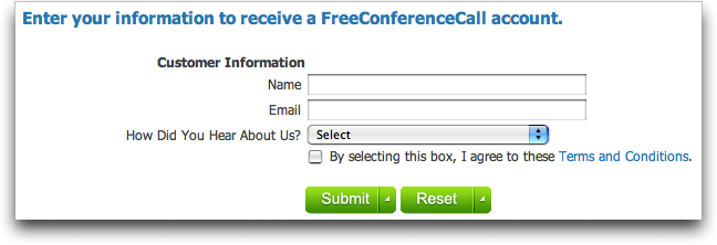 Free Conference Call Service: Registration