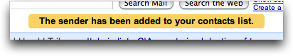 Gmail: Added Sender to Contacts List