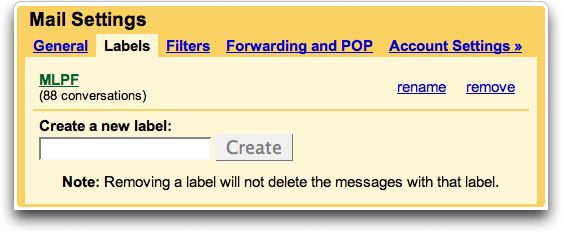 Gmail: create new label