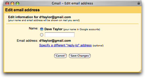 Google Gmail: Edit Email Address