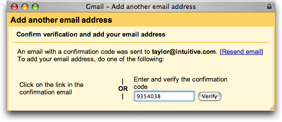 Gmail: Enter Verify Code
