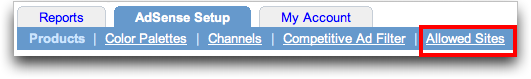 Google AdSense: Allowed Sites