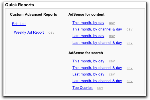 Google AdSense: Quick Reports