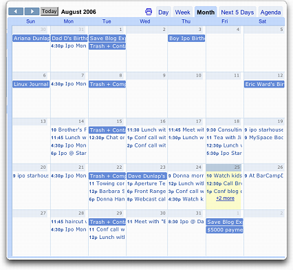 Google August Calendar