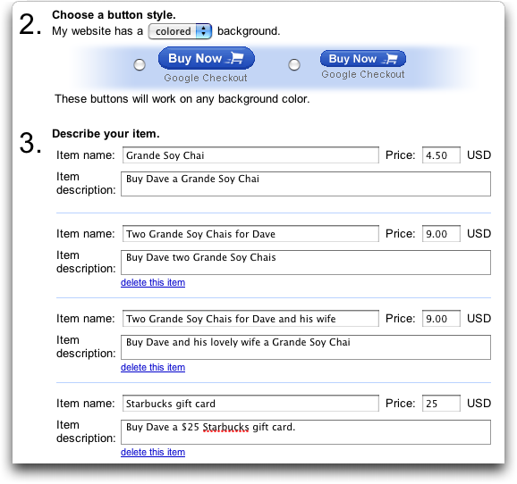 Google Checkout: Creating a Buy Now button