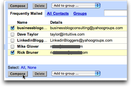 Google GMail: Using your Address Book to Compose a Message