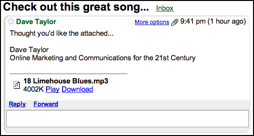 Google Gmail's MP3 Player