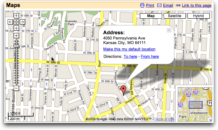 Google Maps: Map of club in Westport, Kansas City