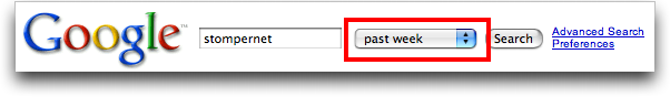 Google: Advanced Search Results: Date Constraint Included