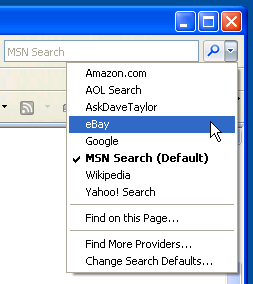 Microsoft Internet Explorer 7: Search Defaults