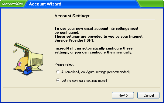 Incredimail Account Wizard 1