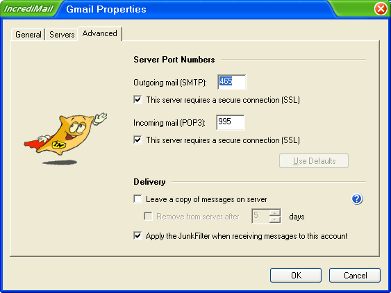 Incredimail Gmail Properties: Advanced