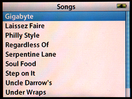 Apple iPod browse by song screen