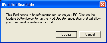 iPod not readable: Windows XP