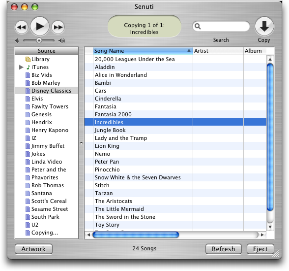 Senuti utility for Mac OS X: Copying a movie directly from iPod