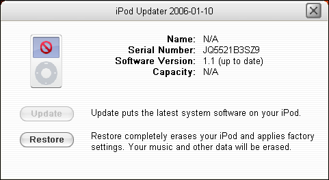 iPod Updater: Windows XP