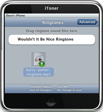 iToner iPhone Ringtone Manager: Dragging Ringtone