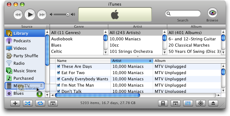 Apple iTunes: Copy LIbrary onto iPod