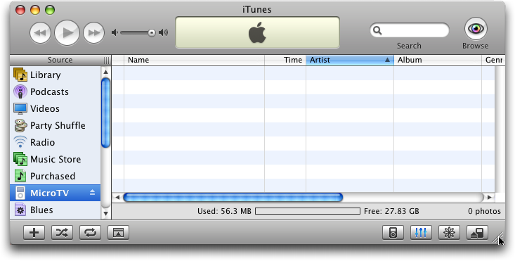 Apple iTunes: Empty iPod