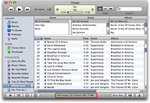 Apple iTunes in Mac OS X: New Playlist for iPhone