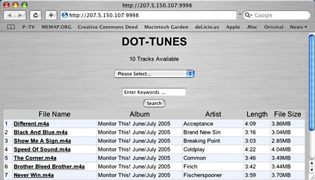 iTunes on PSP: Dot Tunes web interface 2