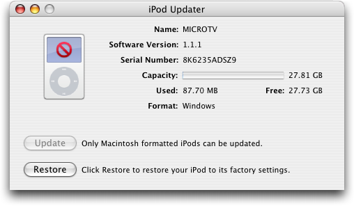 Apple iTunes: iPod Updater
