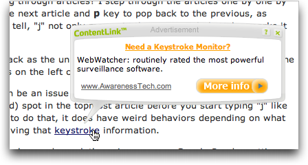 An Example of a Kontera ContentLInk contextual pop-up advert